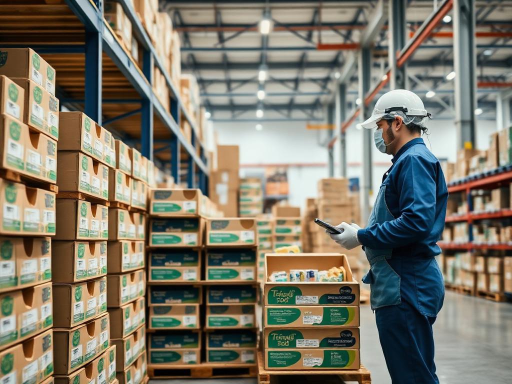 Meridian Packaging UK warehouse — quality control and eco-friendly food packaging production