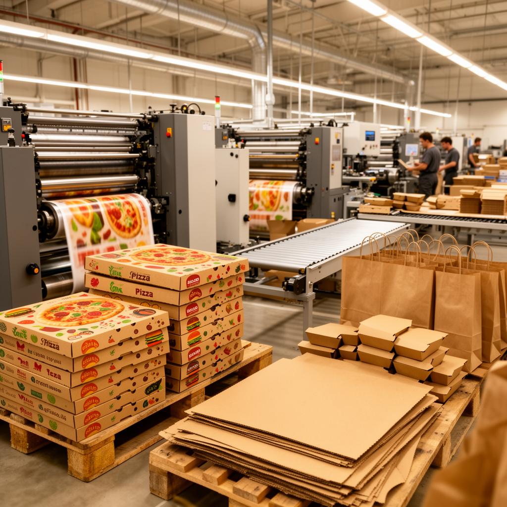 Meridian Packaging UK warehouse — quality control and eco-friendly food packaging production