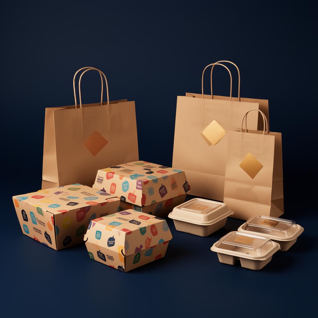 Custom branded takeaway food packaging design service — upload your logo and create bespoke packaging with Meridian Packaging UK