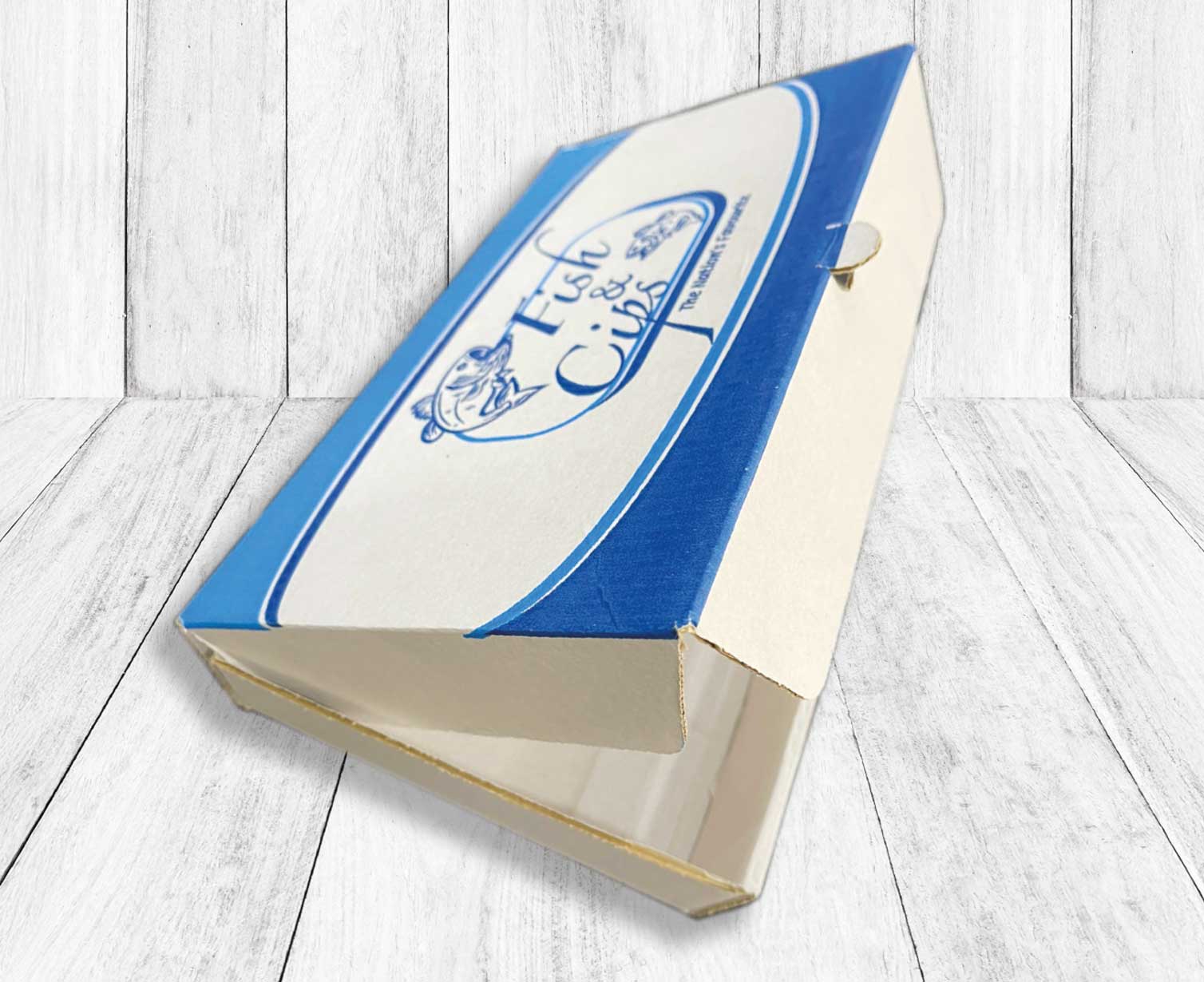 Custom printed fish & chip boxes — eco-friendly takeaway food packaging by Meridian Packaging UK