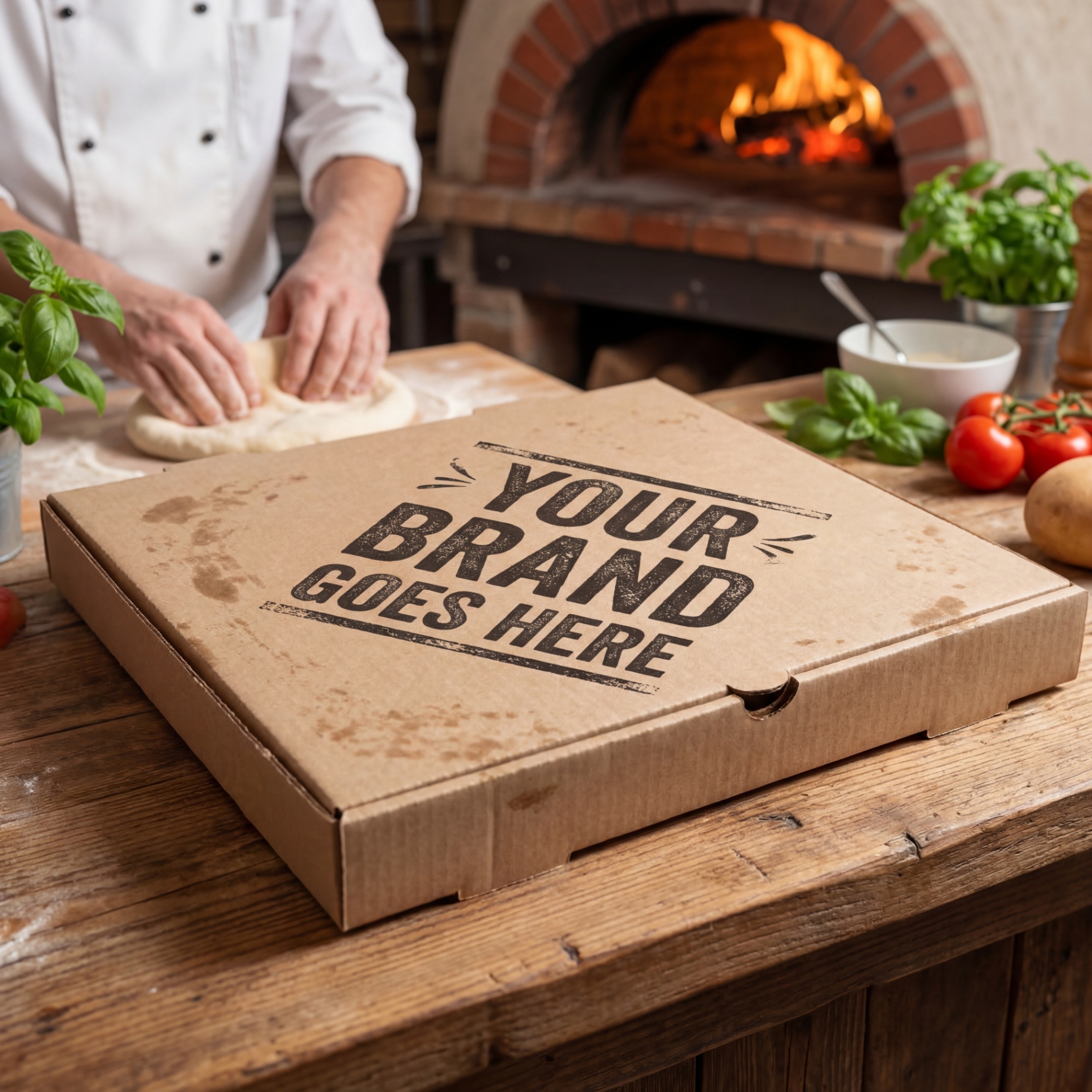7″ Pizza Boxes – Full Colour Printed — 189×191×45 mm custom printed pizza boxes by Meridian Packaging UK